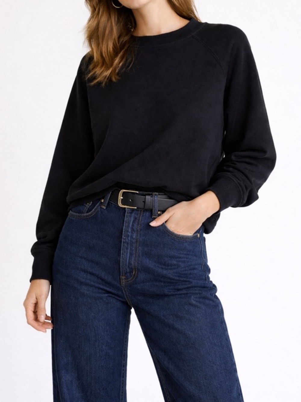 Reformation cozy black crewneck sweatshirt